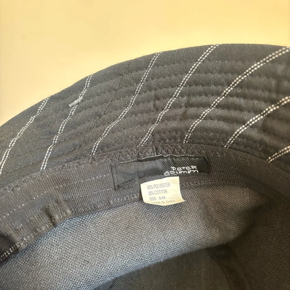 Peter Grimm Black White Stripe Fedora Hat Unisex Adult Polyester Cotton Size S/M - Picture 6 of 6
